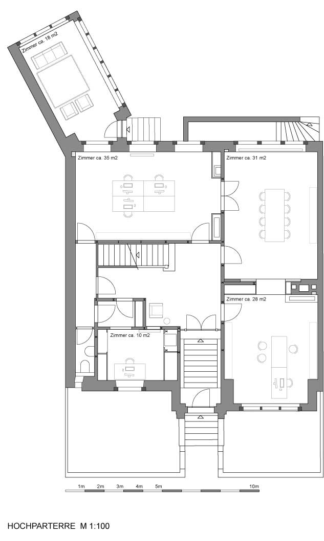 Umbau Peter Merian–Strasse, Basel–Stadt BS, Grundriss Hochparterre